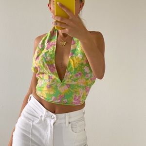 With Jean Rendezvous Honeysuckle halter top